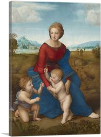 Madonna of the Meadow - The Madonna with the Christ Child and Saint John the Baptist 1506-1-Panel-26x18x1.5 Thick