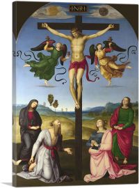 The Crucified Christ with the Virgin Mary, Saints and Angels 1503-1-Panel-26x18x1.5 Thick