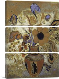 Etruscan Vase with Flowers 1910-3-Panels-60x40x1.5 Thick