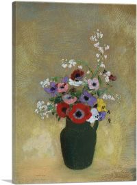 Large Green Vase with Mixed Flowers 1912-1-Panel-60x40x1.5 Thick