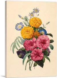 Pink Yellow And Blue Flowers-1-Panel-18x12x1.5 Thick