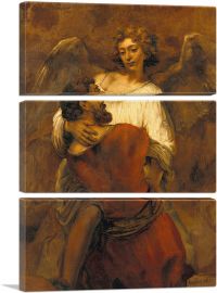 Jacob Wrestling with the Angel 1659-3-Panels-60x40x1.5 Thick
