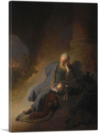 Jeremiah Lamenting the Destruction of Jerusalem 1630-1-Panel-18x12x1.5 Thick