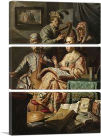 The Music Party - Musical Allegory 1626-3-Panels-60x40x1.5 Thick