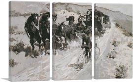 Right Of Road A Hazardous Encounter On Rocky Mountain Trail 1900-3-Panels-90x60x1.5 Thick