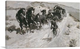 Right Of Road A Hazardous Encounter On Rocky Mountain Trail 1900-1-Panel-26x18x1.5 Thick