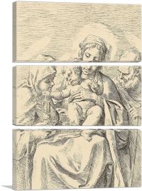 The Holy Family With Saint Clare-3-Panels-60x40x1.5 Thick