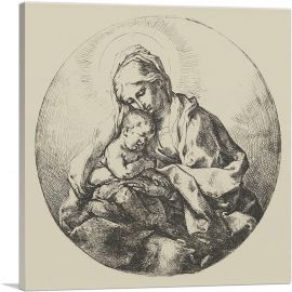 The Virgin Holding The Infant Christ 1600-1-Panel-18x18x1.5 Thick