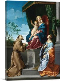 Virgin And Child Enthroned Saints Francis Catherine-1-Panel-12x8x.75 Thick