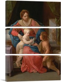 Virgin And Child With Saint John The Baptist 1640-3-Panels-60x40x1.5 Thick