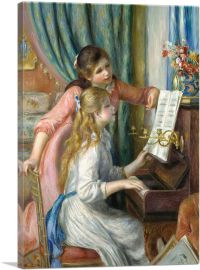 Two Young Girls at the Piano 1892-1-Panel-12x8x.75 Thick