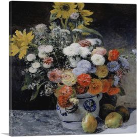 Mixed Flowers In An Earthware Pot 1869-1-Panel-18x18x1.5 Thick