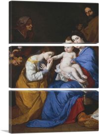 Holy Family With Saints Anne Catherine Of Alexandria 1648-3-Panels-90x60x1.5 Thick