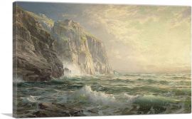 Rocky Cliff With Stormy Sea Cornwall-1-Panel-12x8x.75 Thick