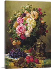 Still Life With Roses And Plums-1-Panel-40x26x1.5 Thick