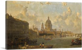 View Waterloo Bridge Embracing St. Pauls Somerset House Temple-1-Panel-18x12x1.5 Thick