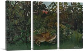 The Hungry Lion Throws Itself on the Antelope 1905-3-Panels-60x40x1.5 Thick