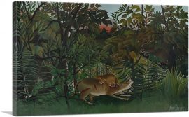 The Hungry Lion Throws Itself on the Antelope 1905-1-Panel-26x18x1.5 Thick