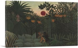 Exotic Landscape - Fight between Gorilla and Indian 1910-1-Panel-12x8x.75 Thick