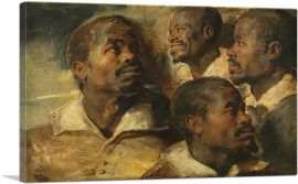 Four Studies of a Head of a Moor 1640-1-Panel-26x18x1.5 Thick