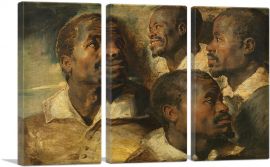 Four Studies of a Head of a Moor 1640-3-Panels-90x60x1.5 Thick
