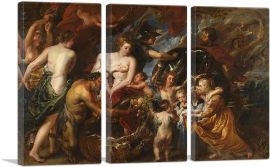 Minerva Protects Pax from Mars - Peace and War 1630-3-Panels-60x40x1.5 Thick