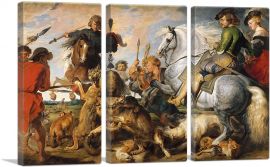 The Wolf and Fox Hunt-3-Panels-90x60x1.5 Thick