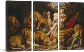Daniel in the Lions' Den-3-Panels-90x60x1.5 Thick