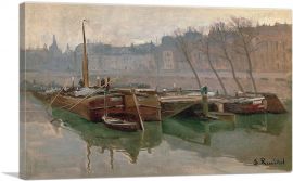 Boats On The Seine-1-Panel-26x18x1.5 Thick