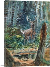 Deer In The Dell 1909-1-Panel-18x12x1.5 Thick