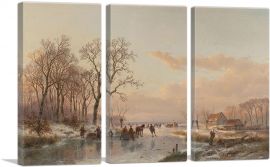 Frozen Canal Near The River Maas-3-Panels-60x40x1.5 Thick