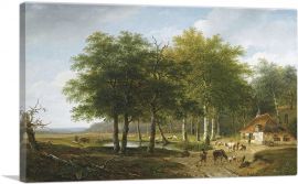 A Herd With Cattle In a Summer Landscape-1-Panel-26x18x1.5 Thick