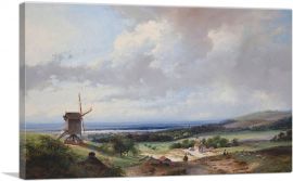 Shepherds Horseman By Mill Haarlem In Background 1837-1-Panel-40x26x1.5 Thick