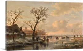 Skaters On a Frozen River 1866-1-Panel-40x26x1.5 Thick