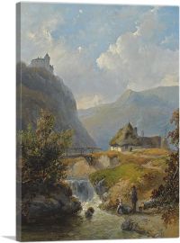 Two Figures Conversing In a Mountainous Landscape 1844-1-Panel-12x8x.75 Thick