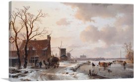 Winter Landscape With Horses On The Ice 1844-1-Panel-12x8x.75 Thick