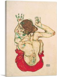 Female Nude Seated on Red Drapery 1914-1-Panel-40x26x1.5 Thick