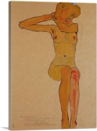 Seated Female Nude with Raised Right Arm 1910-1-Panel-18x12x1.5 Thick