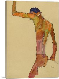 Standing Male Nude with Arm Raised, Back View 1910-1-Panel-12x8x.75 Thick