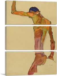 Standing Male Nude with Arm Raised, Back View 1910-3-Panels-60x40x1.5 Thick
