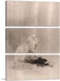 Egrets At The Water's Edge 1887-3-Panels-60x40x1.5 Thick