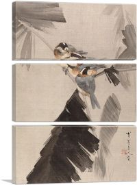 The Birds On a Branch 1887-3-Panels-90x60x1.5 Thick
