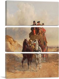 The Royal Mail Coach on the Road-3-Panels-90x60x1.5 Thick