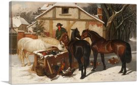 Watering Horses in Winter-1-Panel-18x12x1.5 Thick