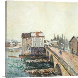 Moret Bridge And Mills Winter Effect 1890-1-Panel-18x18x1.5 Thick