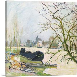 The Crue Du Loing In Moret 1889-1-Panel-18x18x1.5 Thick