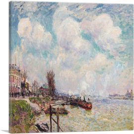 The Seine At The End Of The Day 1878-1-Panel-12x12x1.5 Thick