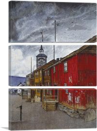 Street In Roros 1902-3-Panels-60x40x1.5 Thick