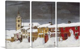 Street In Roros In Winter 1903-3-Panels-90x60x1.5 Thick