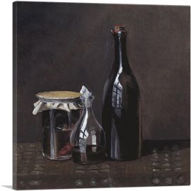 Still Life With A Jellyjar A Carafe Bottle Of Wine-1-Panel-26x26x.75 Thick